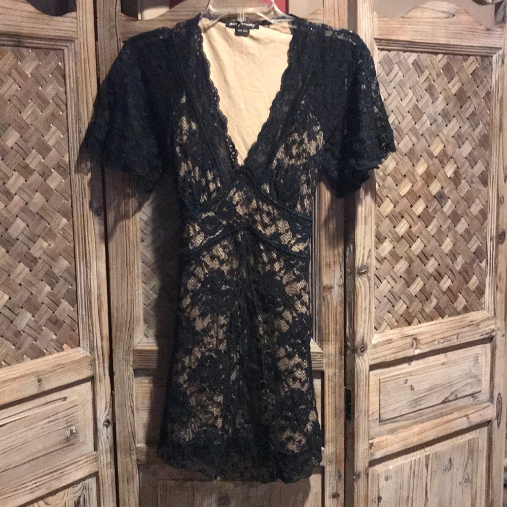 Black lace fully lined mini dress